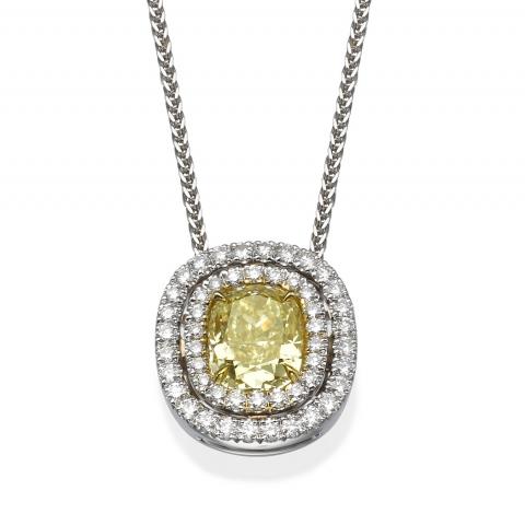 yellow cushion pendant