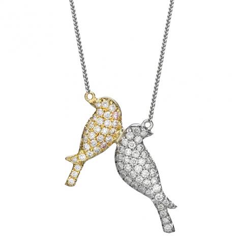 Diamond birds pendant